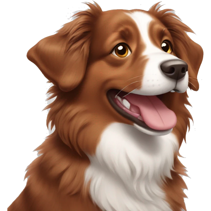 Red australian shepherd smiling emoji