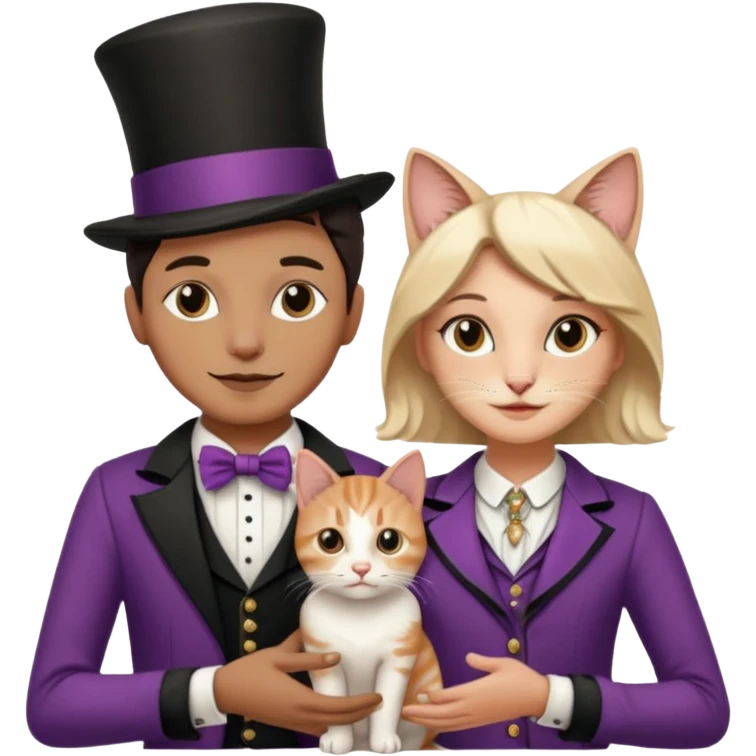 magician couple and their pet cat emoji