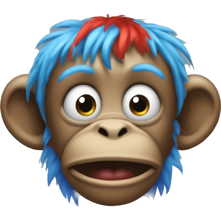 Monkey with a blue clown wig emoji
