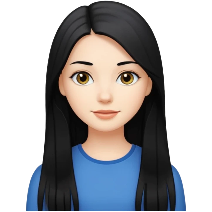 Chica bonita blanca de cabello largo liso y negro  emoji
