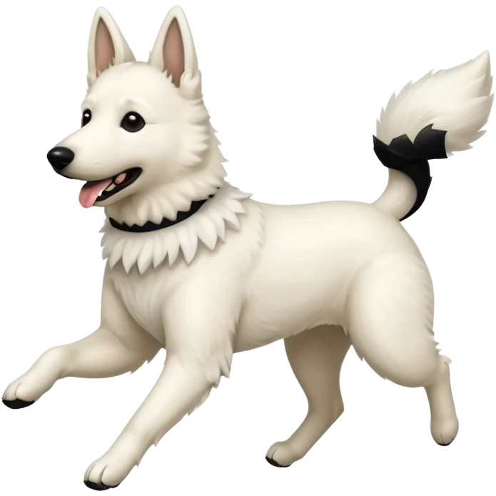 White belgian Shepard Runs away from police car and says "ACAB" emoji
