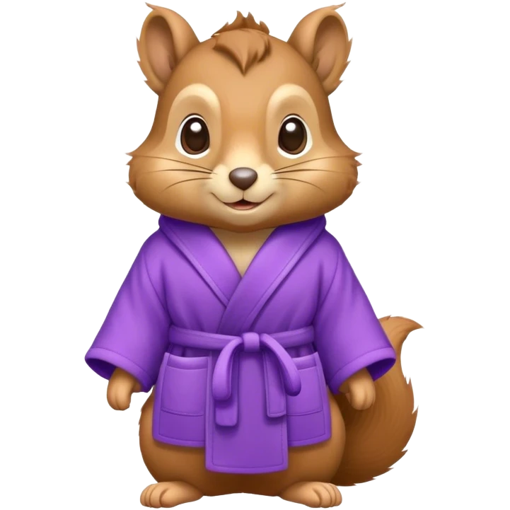 squirrel in purple bathrobe and slippers  emoji