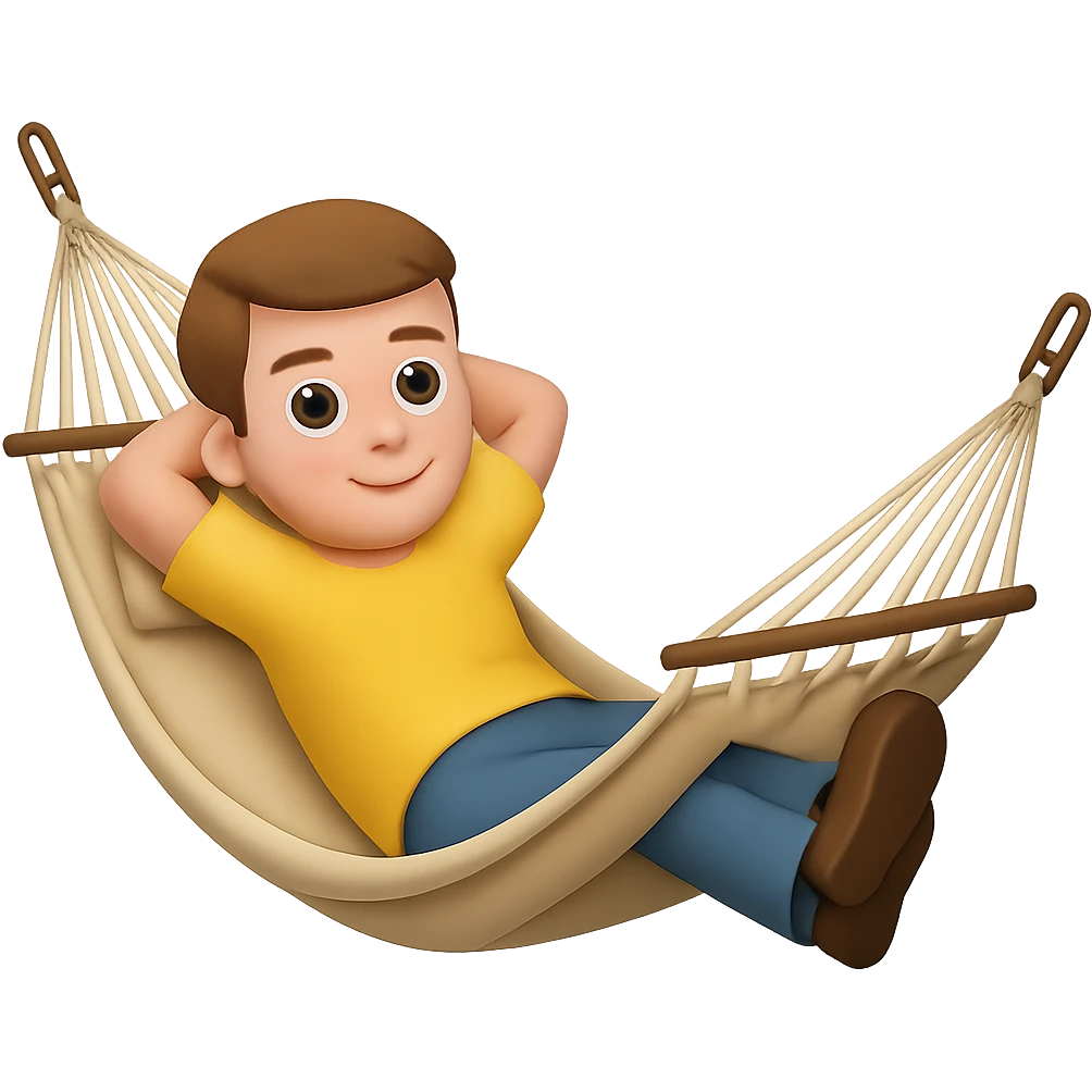 Add a person relaxing in the hammock in the style of emoji (apple style emojis). Remove the background. emoji
