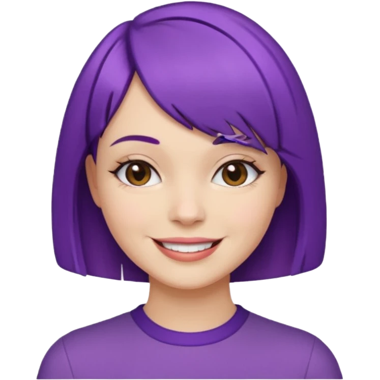 Woman purple bob haircut emoji