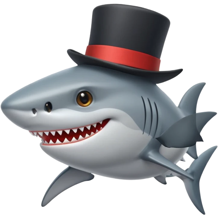 Shark with a top hat emoji