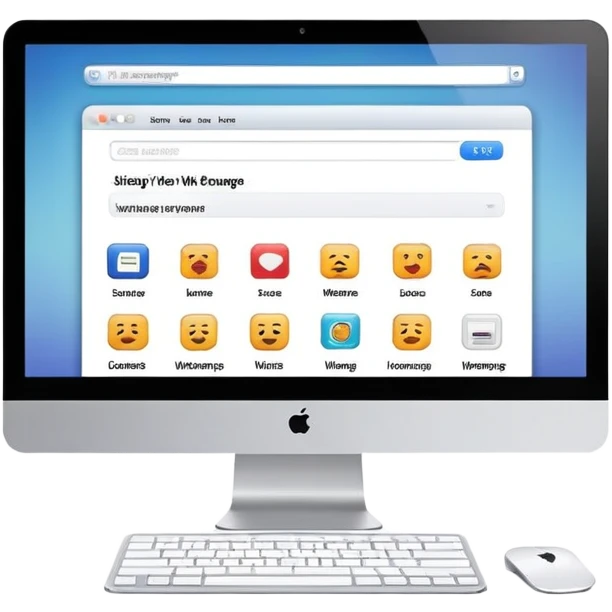 Computer displaying a website homepage emoji