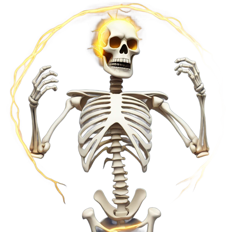skeleton being electroshoked emoji