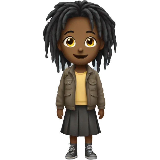 small girl with dread emoji