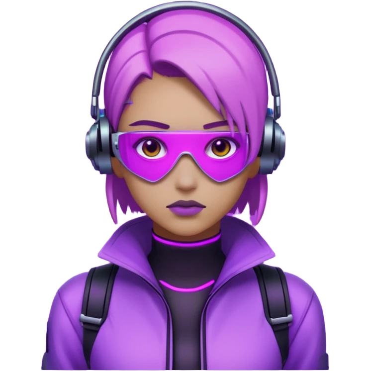 neutre gender neon cyberpunk light purple, I don't want you to use props, não utilizar óculos emoji
