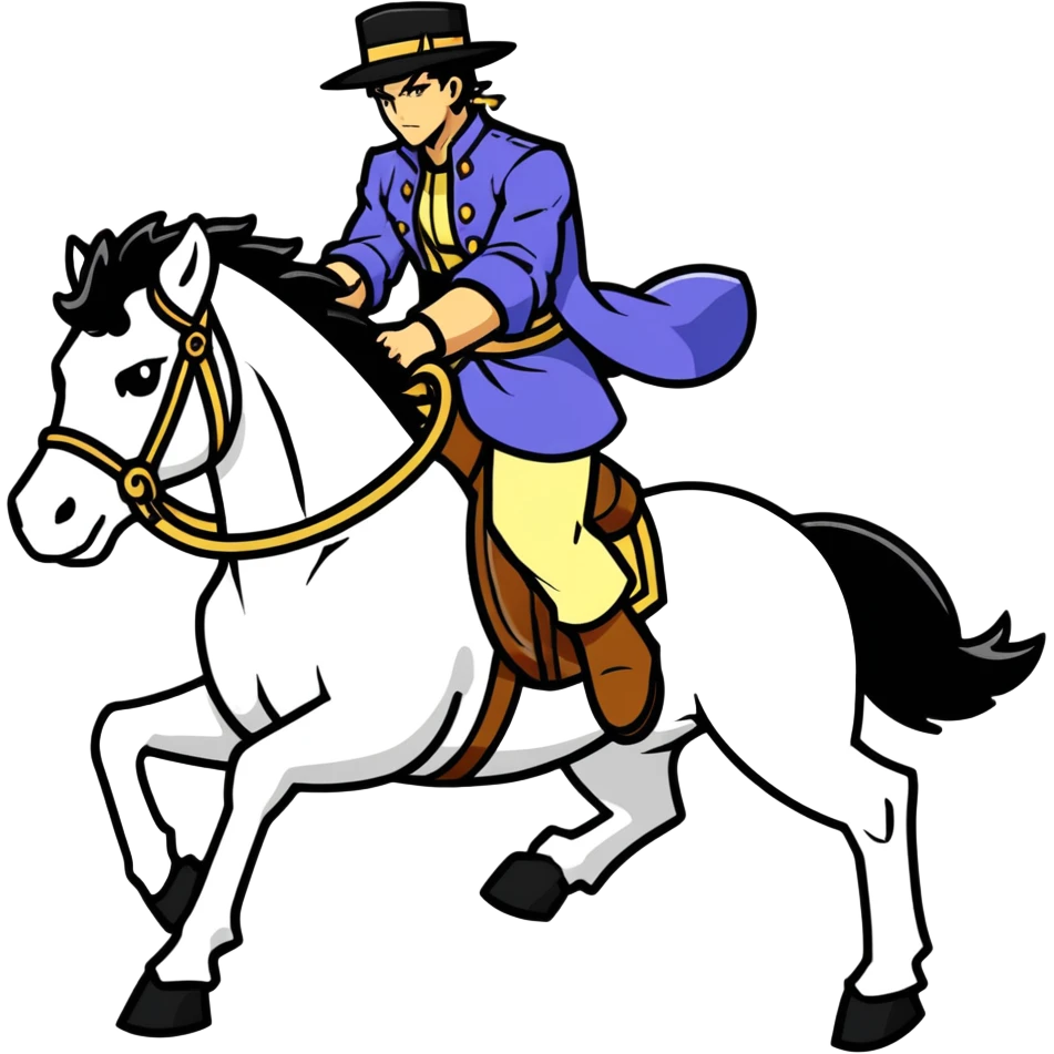 Jotaro montando sobre caballo  emoji