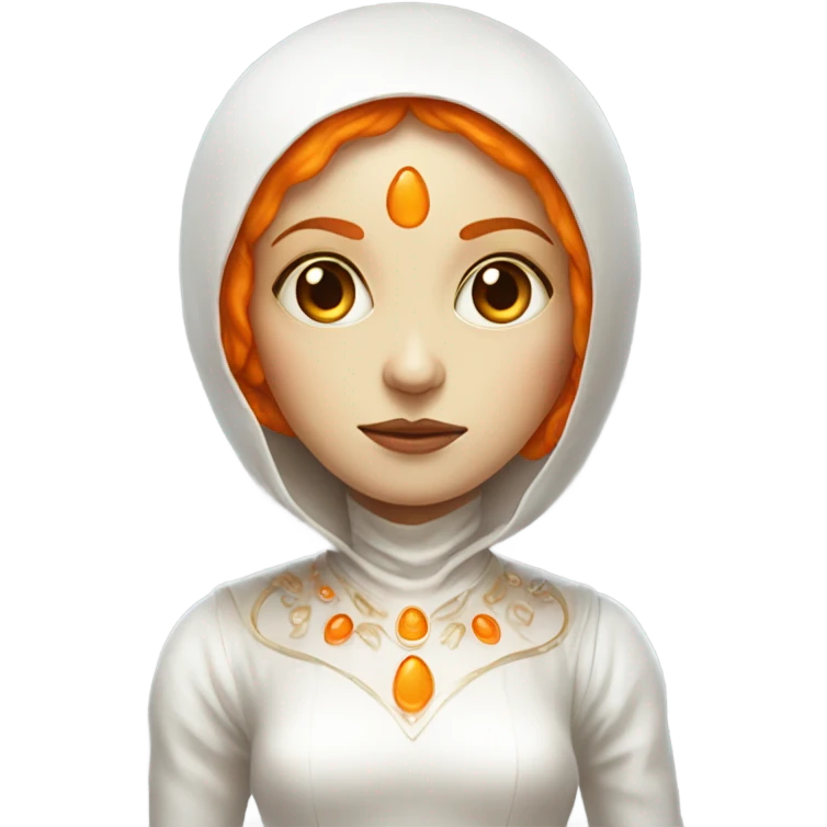 a orange alien woman full body in white Romanov dress emoji