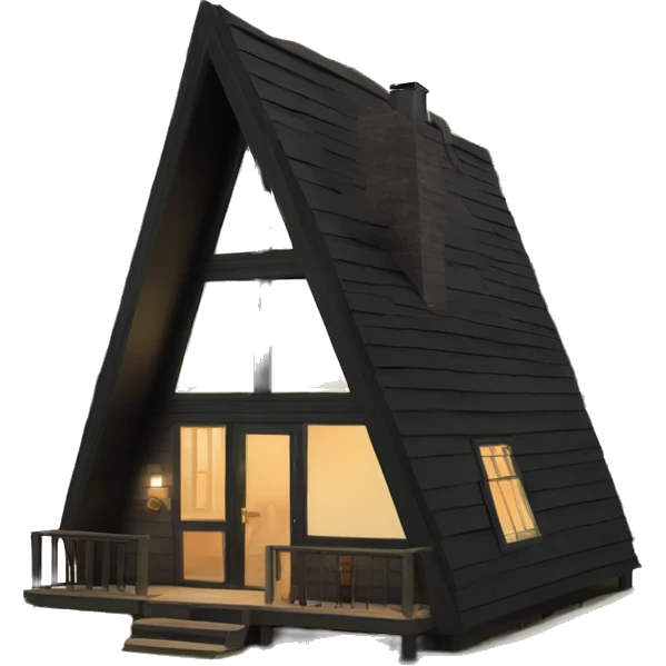 Black A-Frame Cabin in woods emoji