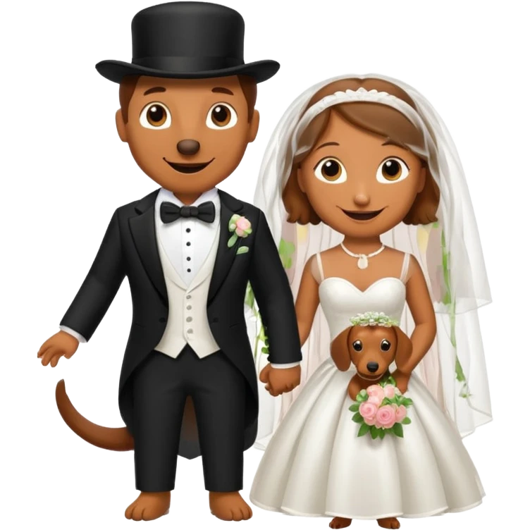 Dachshund bride and groom  emoji