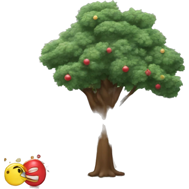 New Year's house and tree with garland emoji