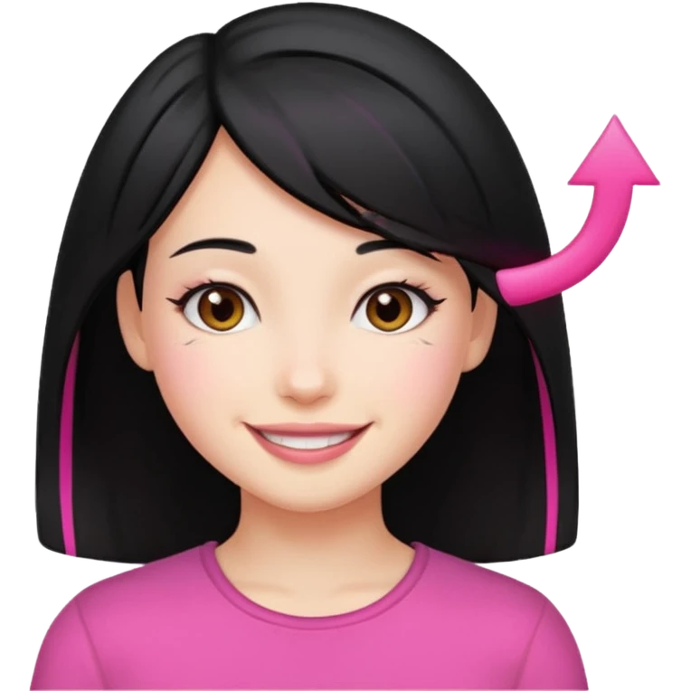 girl with black hair and pink streak by ear emoji