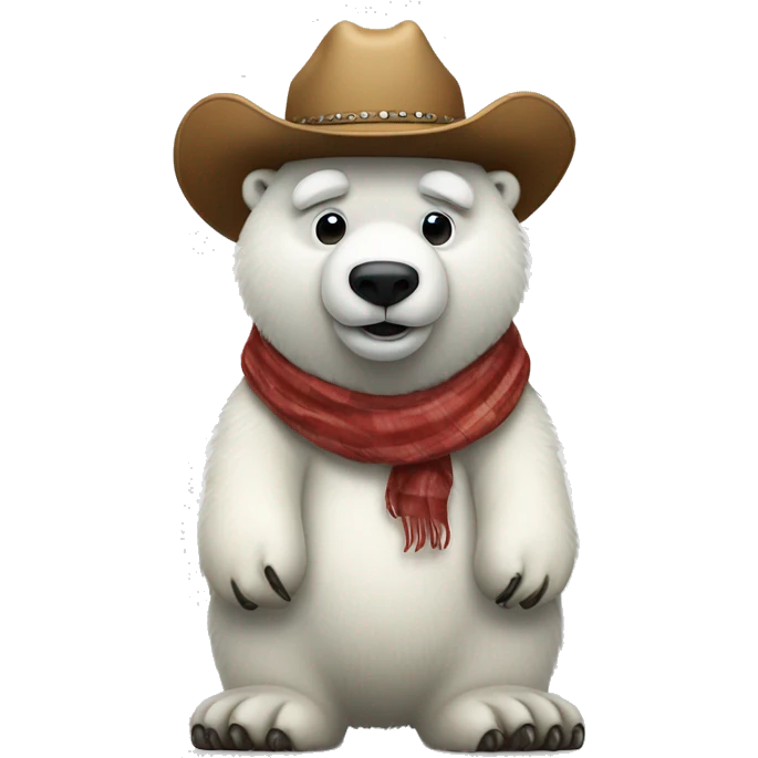 full body of polar bear wearing cowboy hat  emoji