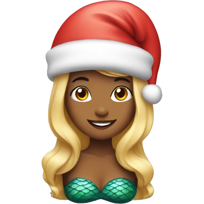 Mermaid wearing a Christmas hat emoji