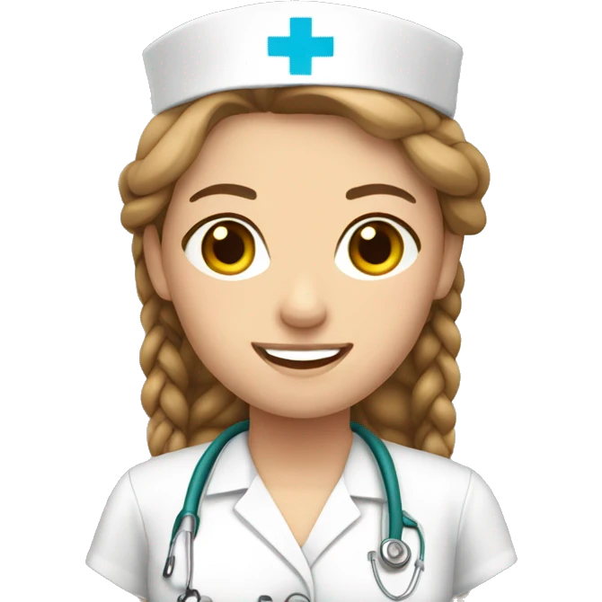caucasian nurse with brown braid  emoji