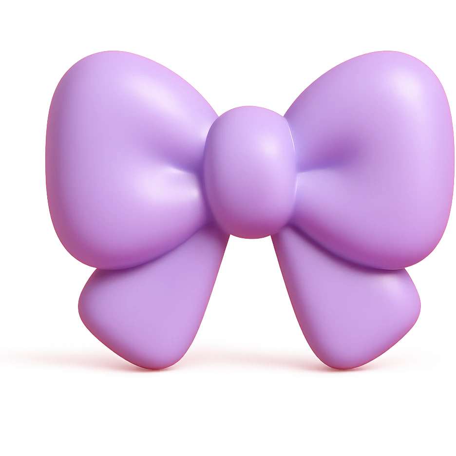 cute lavender bow with rounded edges emoji