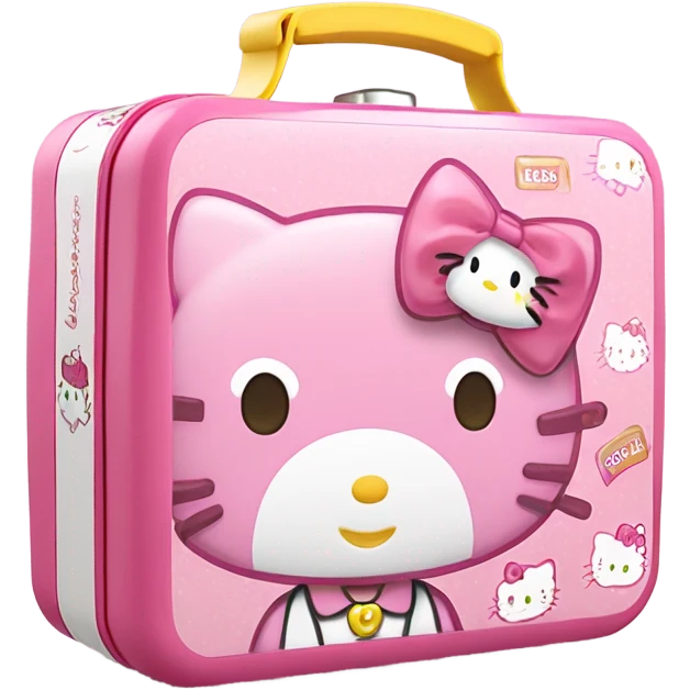 pink white light melody hello kitty sanrio cute lunch box white emoji