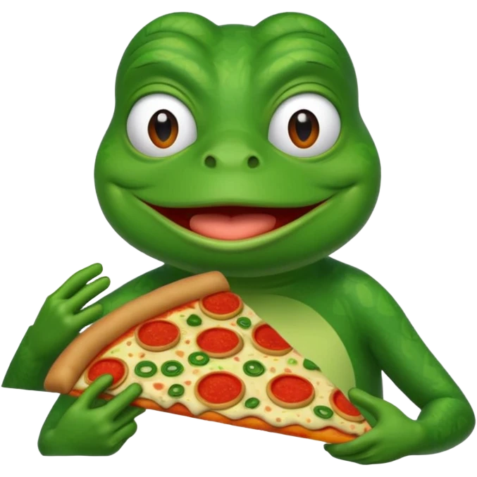 Pepe frog eating pizza emoji