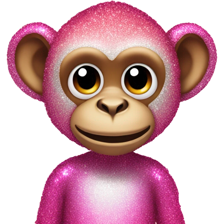Pink ombre sparkly monkey with roses  emoji