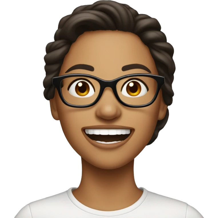 Brunette girl with glasses tongue out  emoji