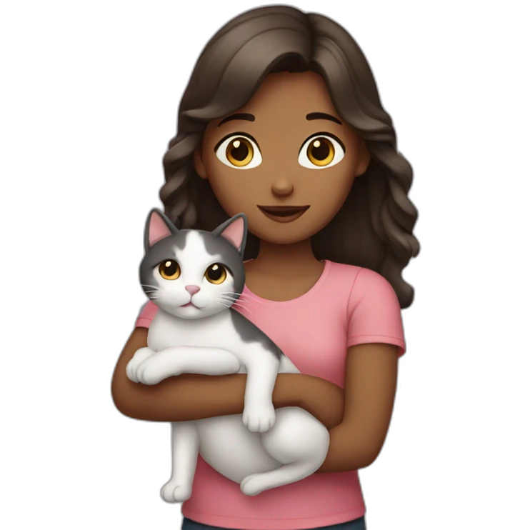 a girl holding a cat  emoji