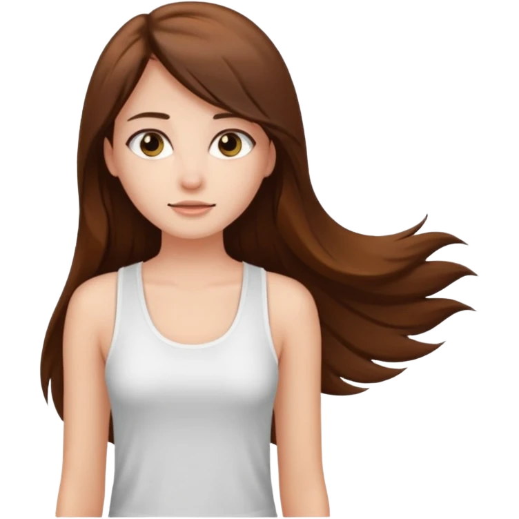a pretty bratz fair girl with long straight hair with a white tank top emoji
