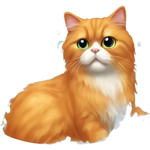 Orange persian cat Taking a bath emoji