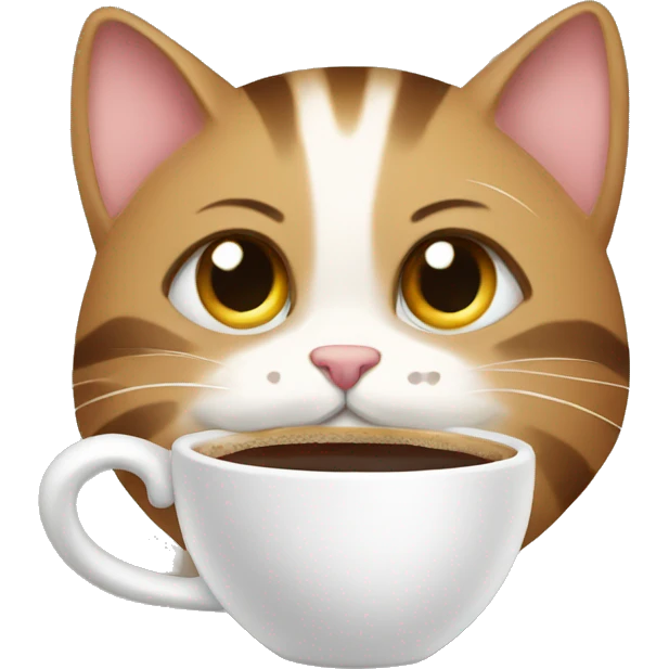 Cute cat drinking coffee emoji