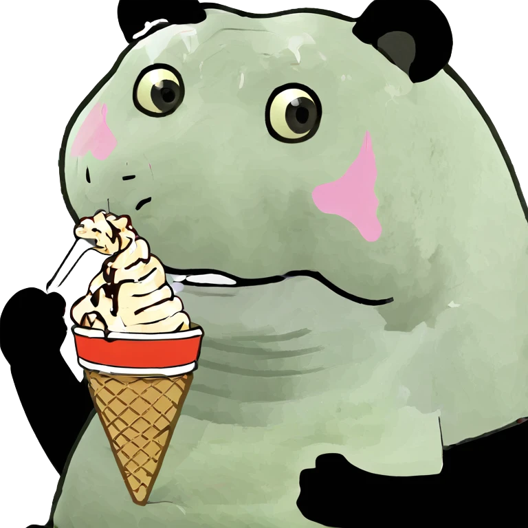 Panda eating ice cream emoji
