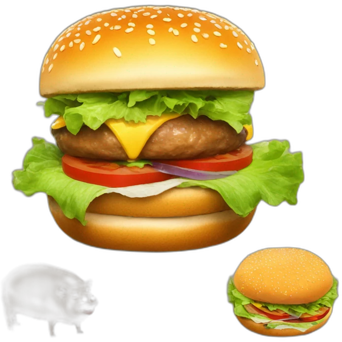 A burger with troll face on it and a big capybara next to it emoji