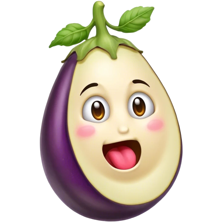 Emoji qui bave  avec une aubergine  emoji