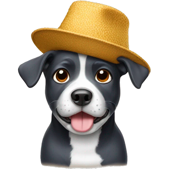 Dog wearing a funny hat emoji