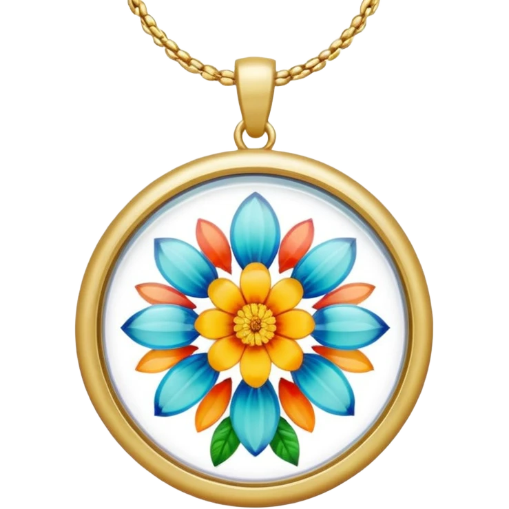 round pendant filled with resin and flower emoji