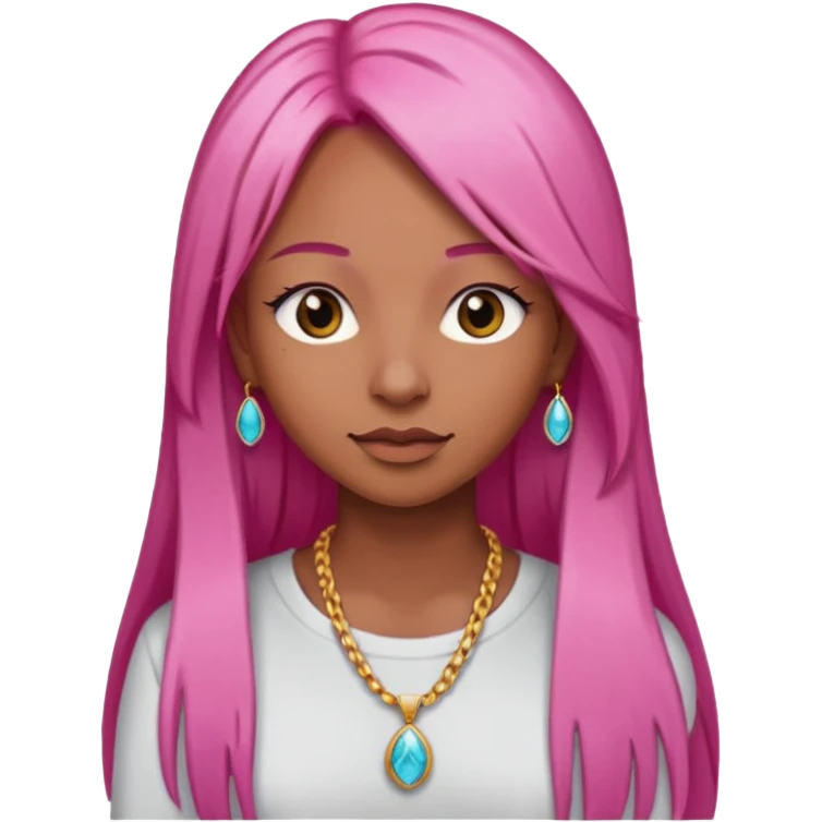 baddies Cheveux rose lisse long peau marron emoji