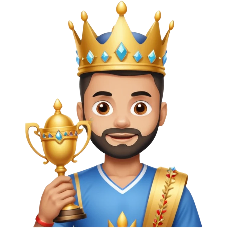 Virat Kohli with tears of joy with crown and trophy  emoji