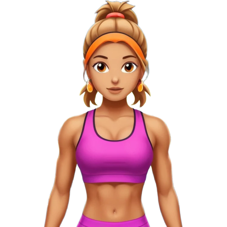 A funky gym with flashing lights and girl working out emoji