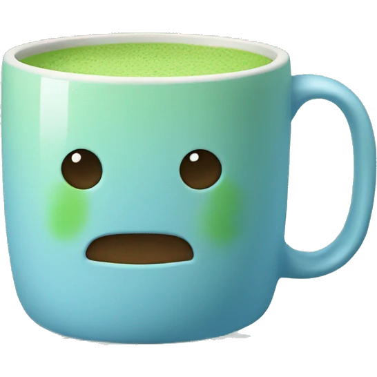 Light blue mug with matcha  emoji
