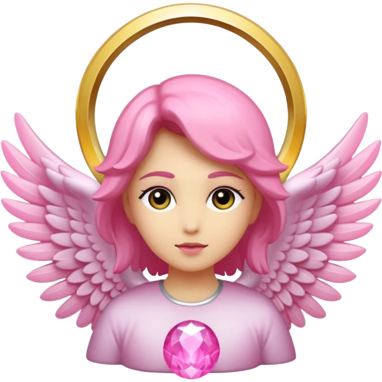 Alas de angel color rosa con un aro de luz rosado y aura rosado emoji