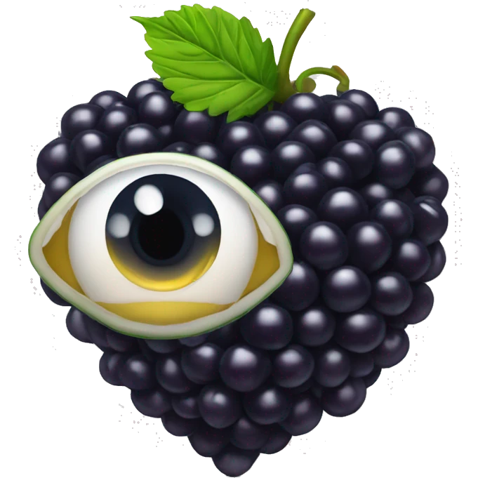 blackberry fruit with eye and humana heart emoji