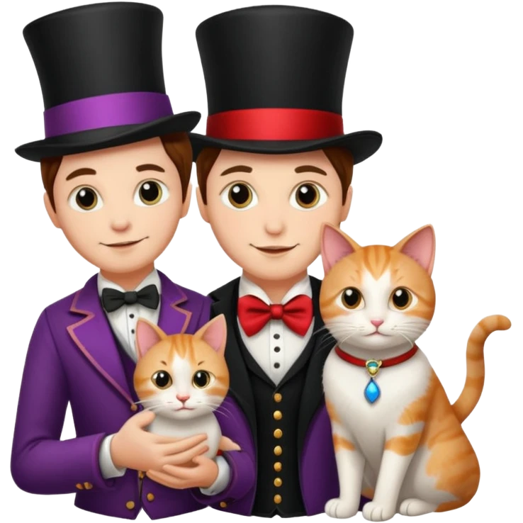 magician couple and their pet cat emoji