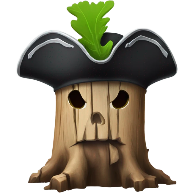 ugly tree stump with a pirate hat emoji