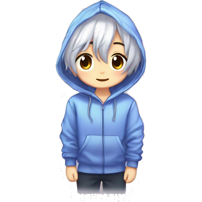 Cute Kawaii Beautiful Gorgeous Sparkly Shiny Blushing Anime Style Romantic Shojo Catboy Man Guy Femboy With Pretty Hair And Hoodie Trendy Style Outside emoji