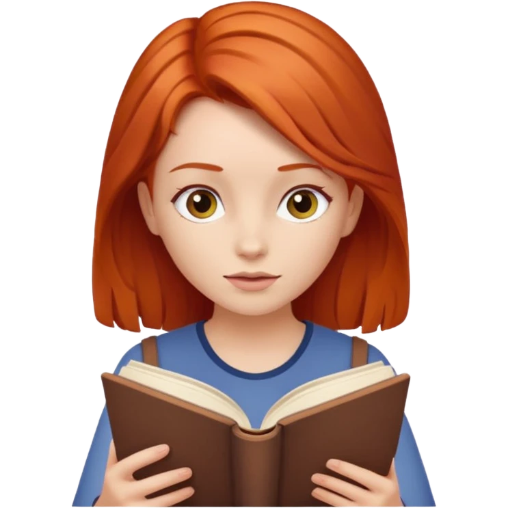 Руда дівчина читає книгу emoji