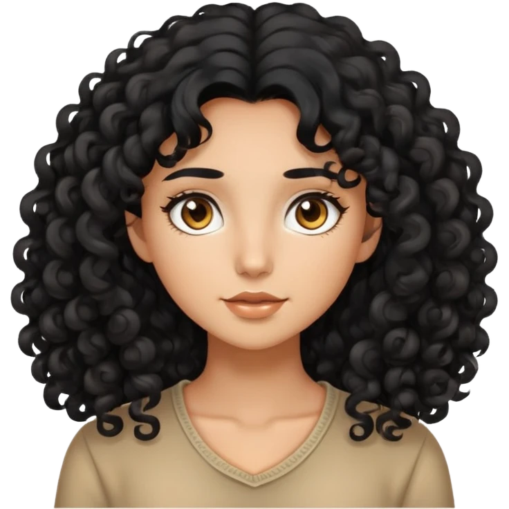 Beautiful girl, Black hair, curly hair, long hair, tan skin, light brown eyes emoji