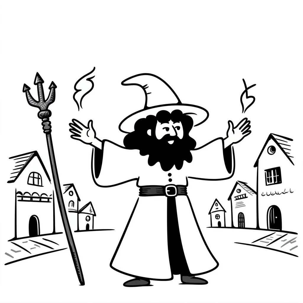 Wizard casting spell in medieval village emoji