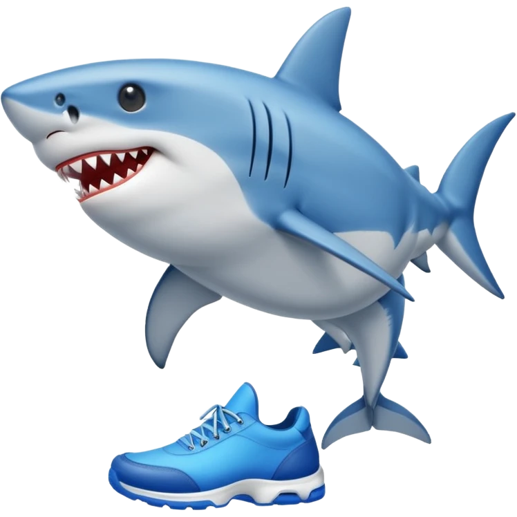 Shark with legs wearing blue shoes emoji
