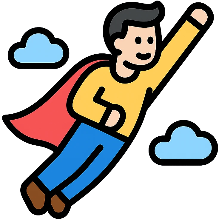 man flying in the clouds, colored icon emoji